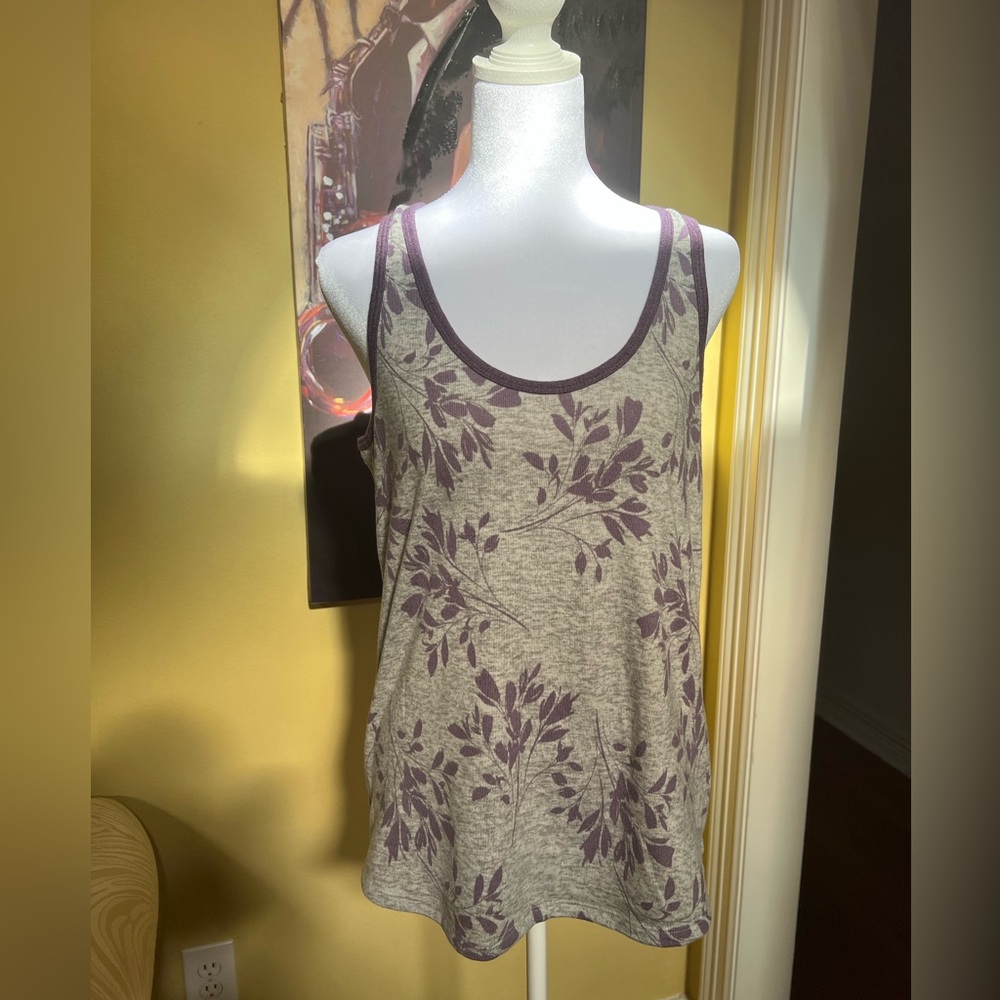 Women’s Sleeveless Floral Tank Top - Purple/Gray
